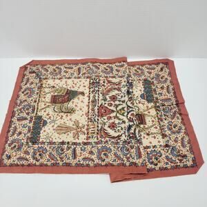 Vtg Turkish Bethlehem Star Camel Desert Fabric Panels Mirror Design Turkey Made
